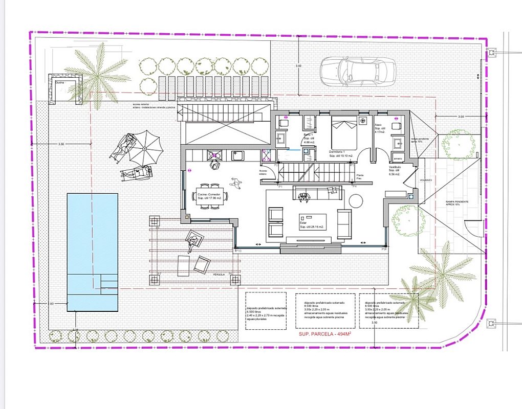 Plot with building project for a villa with pool near the sea - 2